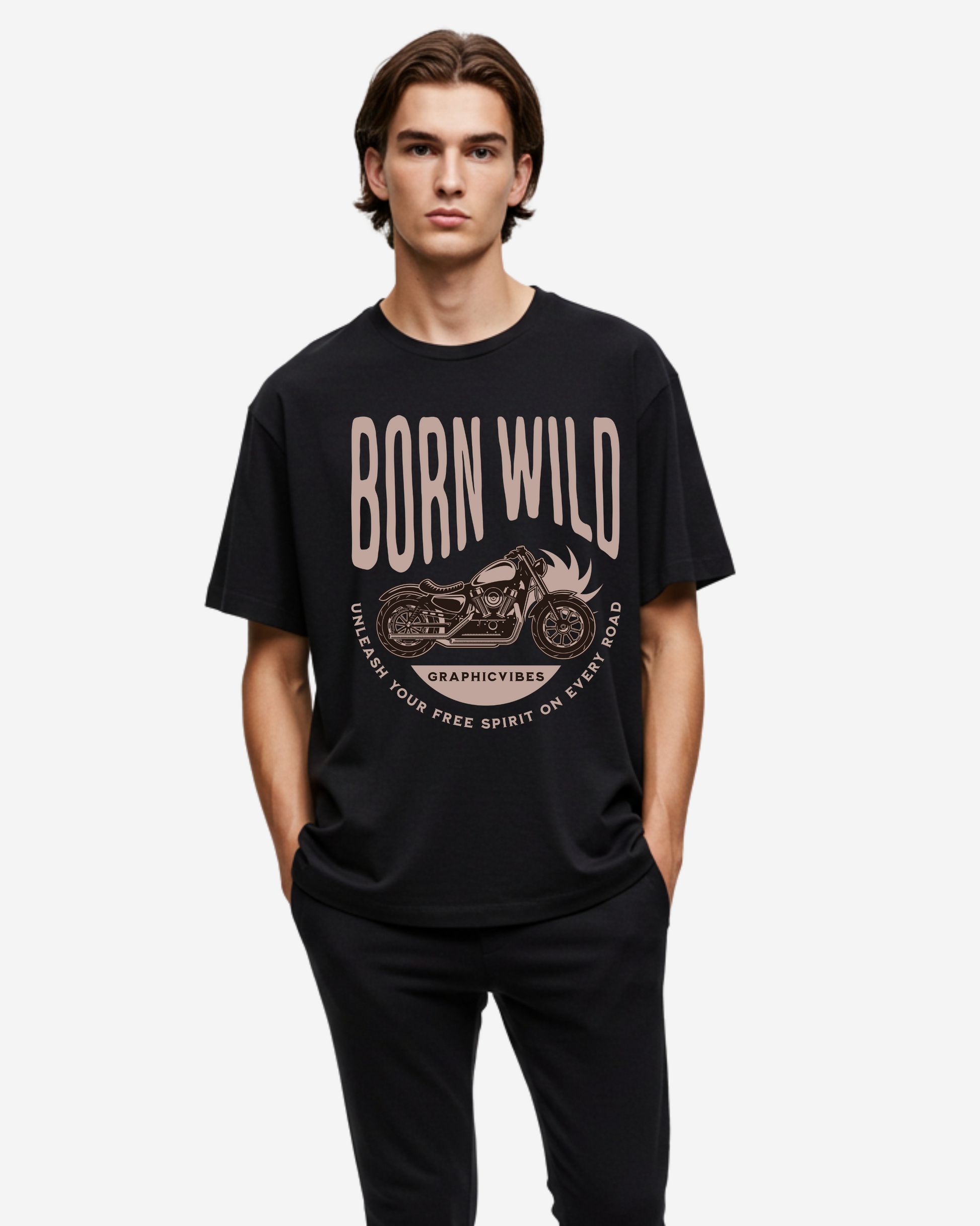 Born Wild Bag Design Men's Oversized T-Shirt