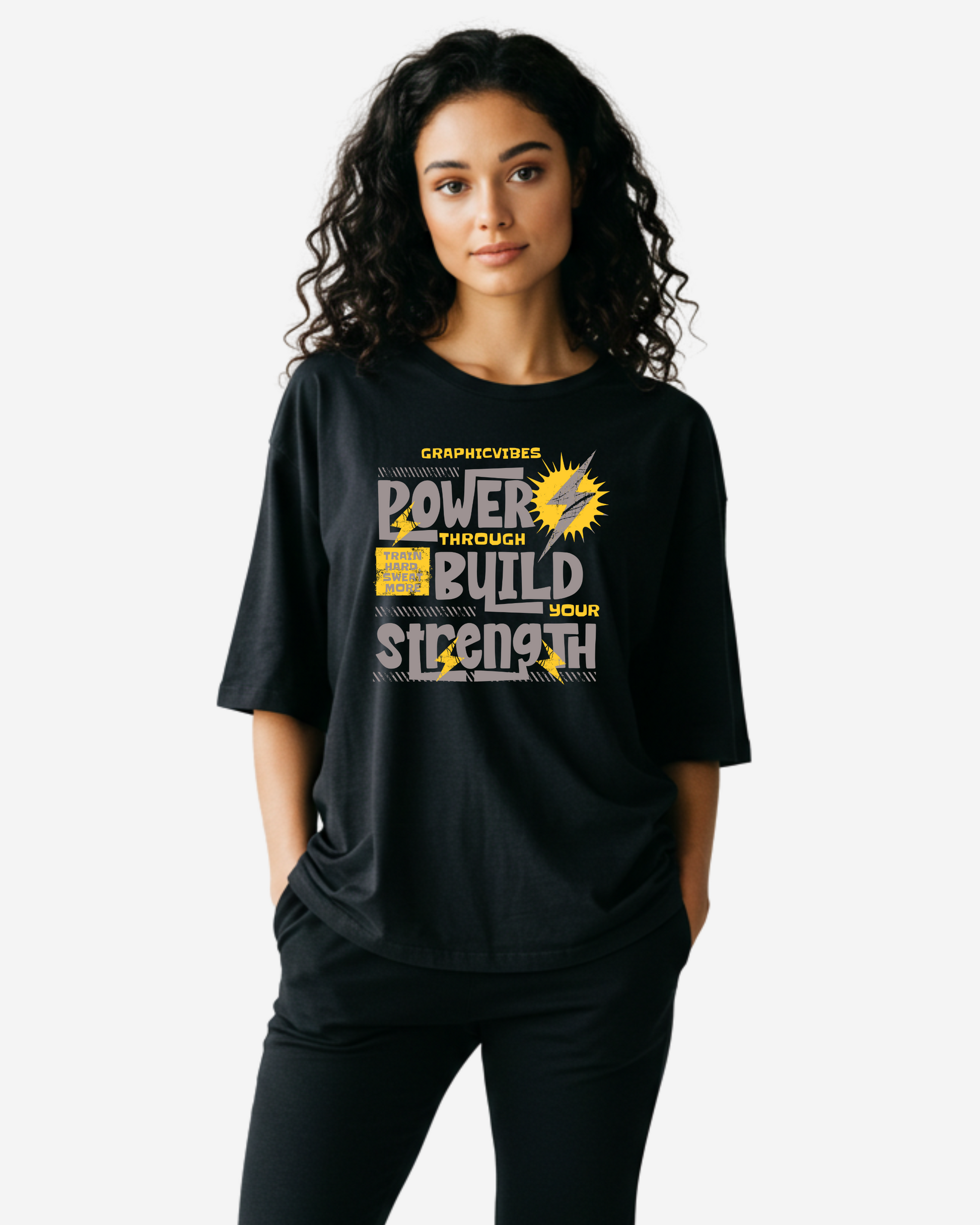 Power Through Build Your Strength Women's Oversized T-Shirt